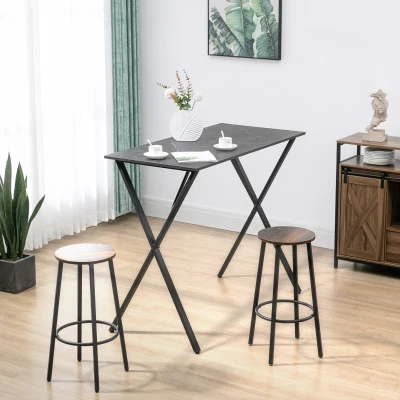 HOMCOM Bancone Bar Stile Moderno in Legno e Acciaio Nero