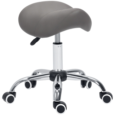 HOMCOM 360° Rotate Adjustable Stool Grey Faux Leather