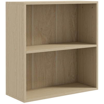 HOMCOM 2-Tier Bookshelf Low Bookcase Adjustable Natural