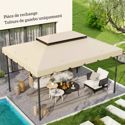 Outsunny Toile Remplacement Gazebo 4x3m Polyester Crème