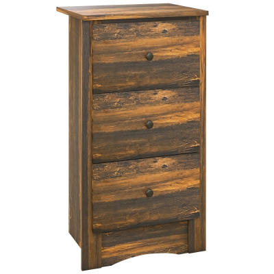 HOMCOM Comodino con 3 Cassetti stile Rustico 40x30x74 cm Marrone