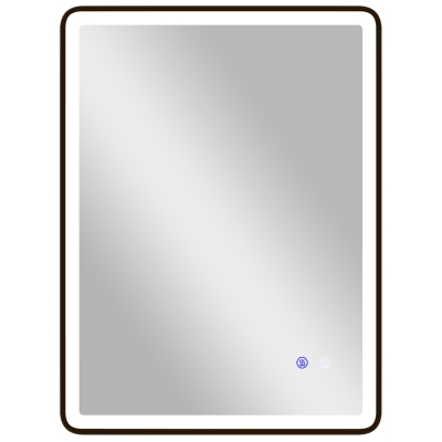 HOMCOM LED-Badezimmerspiegel Anti-Beschlag Dimmbare Schminkspiegel mit Beleuchtung 80 x 60 cm Schwarzer Rahmen