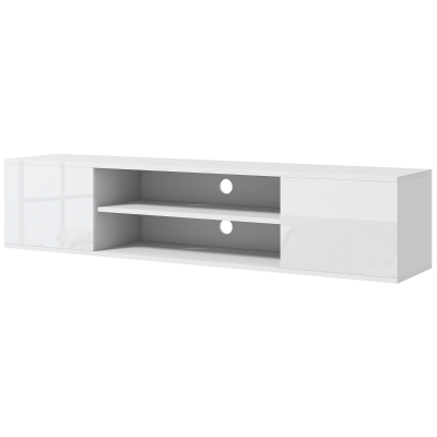 HOMCOM Banc TV Mural Blanc 140cm 2 Placards