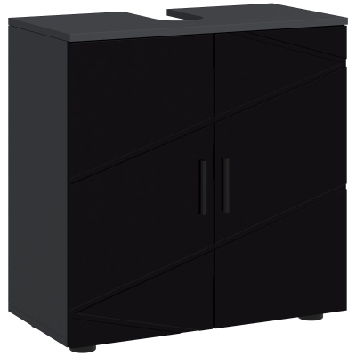 kleankin Mobile Bagno Sottolavabo a 2 Ante in Legno Nero