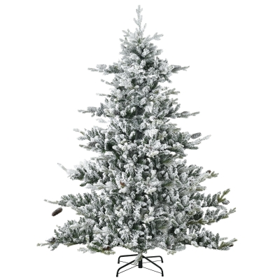 HOMCOM Weihnachtsbaum, Kunsttanne, 1,80m groß, üppige Form, realistisches Aussehen, schneebedeckte Zweige, Tannenzapfen