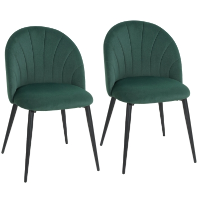 HOMCOM Lot de 2 Chaises Salle à Manger Vert Pieds Acier