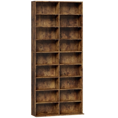 HOMCOM CD Storage Tower 640 Capacity Rustic Brown