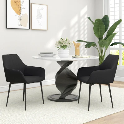 HOMCOM Chaises Salle à Manger Design Scandinave Lot de 2 Métal Noir