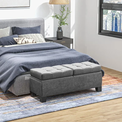 HOMCOM Panca Fondoletto Contenitore in Tessuto Grigio