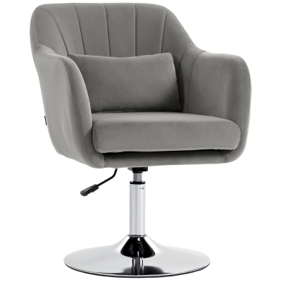 HOMCOM Velvet Swivel Tub Chair Steel Frame Cushion Grey