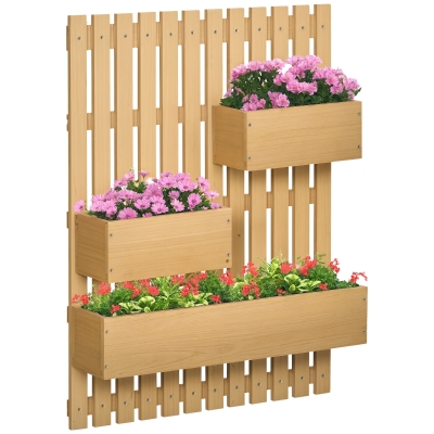 Outsunny Fioriera da Esterno Verticale in Legno con 3 Vasi