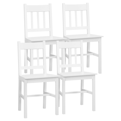 HOMCOM Conjunto de 4 Cadeiras de Sala de Jantar com Encosto de Ripas Estrutura de Madeira de Pinho 41x46,5x85,5 cm Branco