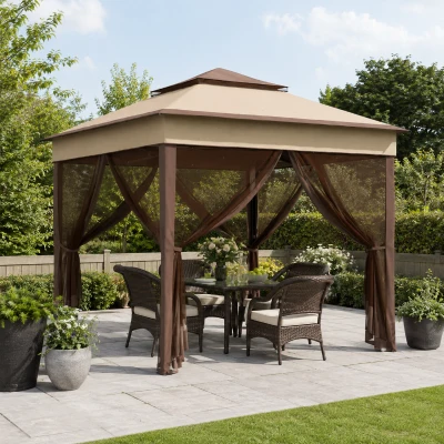 Outsunny 3x3m Pop Up Gazebo Instant Shelter Beige