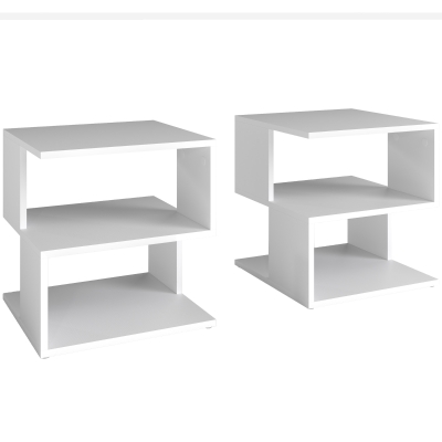 HOMCOM Set of 2 Modern Side Tables with Storage White