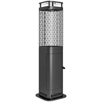 Sobă pe Peleți de Exterior cu Tub din Sticlă și Metal Negru