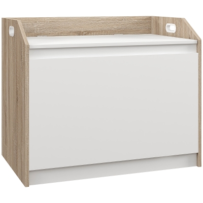 HOMCOM Cassapanca in Legno con Schienale e Contenitore Bianco