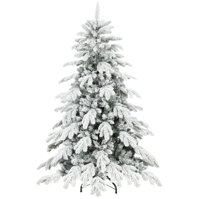 HOMCOM 5ft Flocked Christmas Tree Hinged Design Green