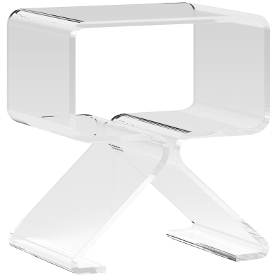 HOMCOM Tavolino Basso 2 Livelli con Gambe Triangolari Trasparente