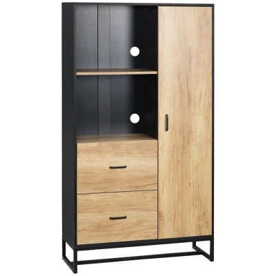 HOMCOM Armoire Cuisine Multi-Rangements Bois 2 Tiroirs