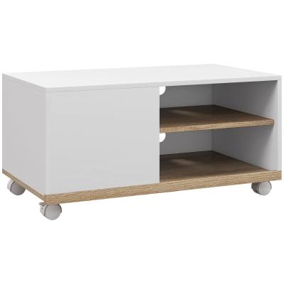 HOMCOM Mobile TV 42" Max a 2 Ripiani Aperti in Truciolato Bianco