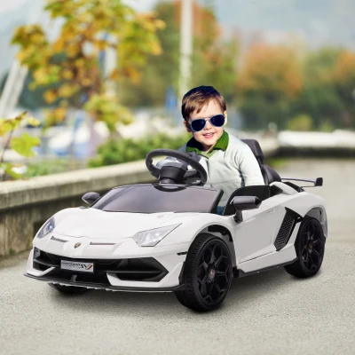 HOMCOM Macchina Elettrica per Bambini Bianca con Telecomando