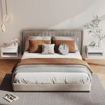 HOMCOM Lot 2 Tables de Nuit Murales avec Tiroir Blanc