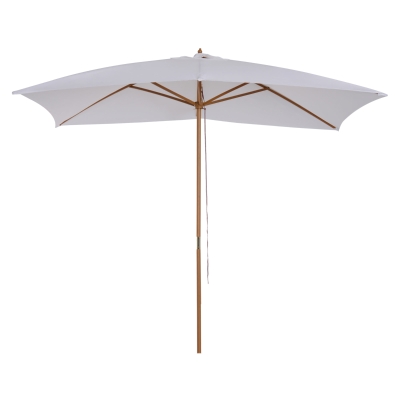 Outsunny Ombrellone da Giardino in Legno 2x3m Bianco