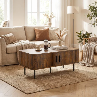 HOMCOM Coffee Table with Storage Rustic Brown