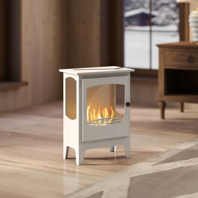 HOMCOM Freestanding Ethanol Fireplace Steel 1.2L White