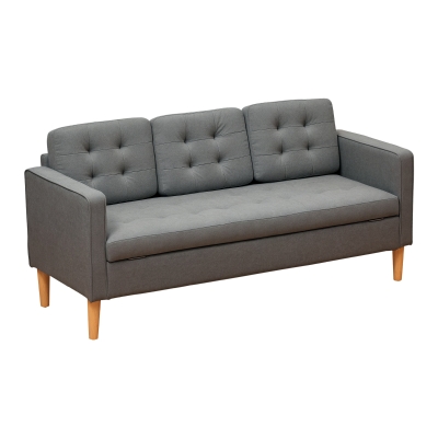 HOMCOM Modern 3 Seater Sofa Grey with Hidden Storage 169cm