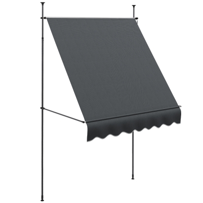Outsunny Toldo Manual Retrátil com Manivela 200x120x210-300 cm com Altura Ajustável Impermeável para Jardim Varanda Cinza Escuro