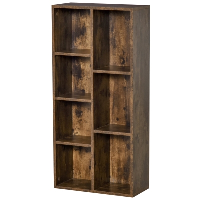HOMCOM Estante para Livros Estante de Madeira com 7 Compartimentos de Armazenamento 50x24x106 cm Marrom Rústico