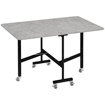 HOMCOM Folding Drop Leaf Table Metal Frame 120cm Grey