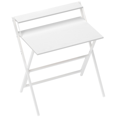 HOMCOM Folding Computer Desk with Monitor Shelf 81.5cm White