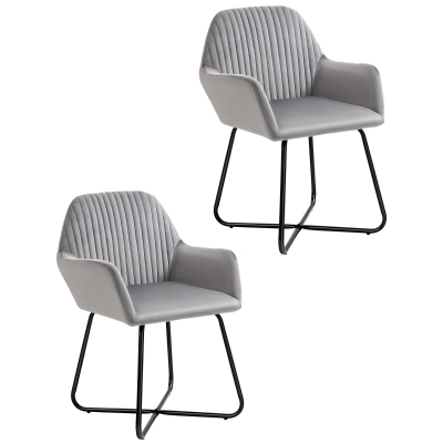 HOMCOM Velvet-Feel Accent Chair Plisse Grey