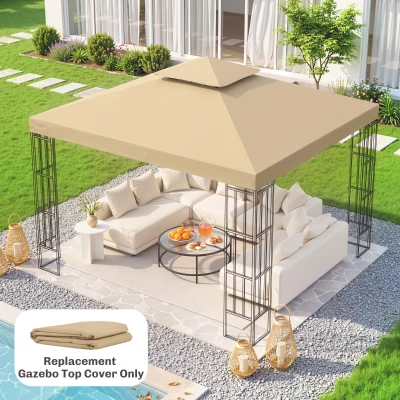 Outsunny Gazebo Top Cover Double Tier Deep Beige 3m