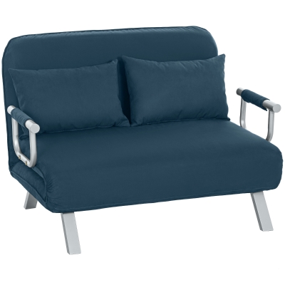 HOMCOM 2-Seater Click-Clack Sofa Bed Navy Blue