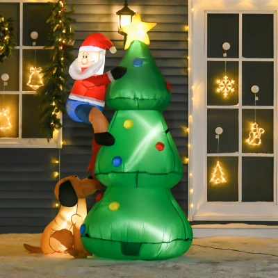 HOMCOM Inflatable Christmas Tree with Santa 6ft Outdoor Decor