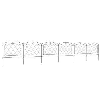 Outsunny Metal Decorative Outdoor Picket Fence Panels Set of 6, Black
