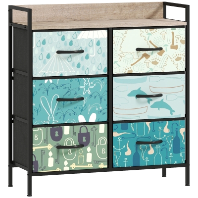 HOMCOM 6-Drawer Chest Blue