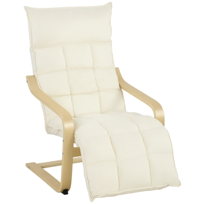 HOMCOM Modern Accent Lounge Chair with Footrest Cream White