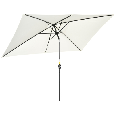 Outsunny Ombrellone Rettangolare 2x3 m Pieghevole Bianco Crema