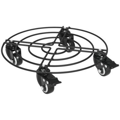 Outsunny Sottovaso con Ruote Girevoli e Freno Ø30cm Metallo Nero