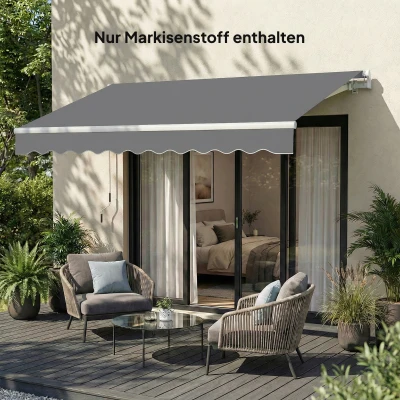 Outsunny Ersatzstoff für Markise – Sonnenschutzdach UPF 50+ für 3,5 x 2,5 m Rahmen, Dunkelgrau