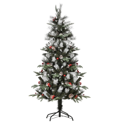 HOMCOM 5FT Snow Dipped Christmas Pencil Tree Green