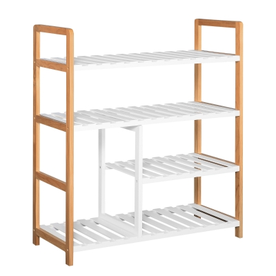HOMCOM 4 Tier Shoe Rack Wood Frame 78x68 cm Hallway