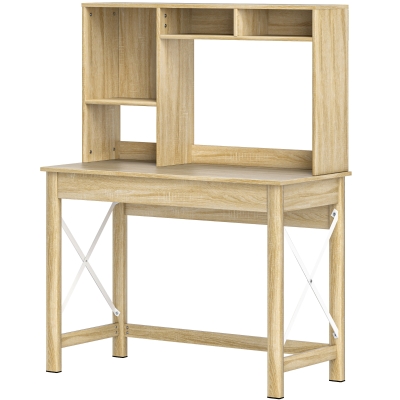 HOMCOM Bureau en Bois avec Rangement et Étagères Aspect Chêne
