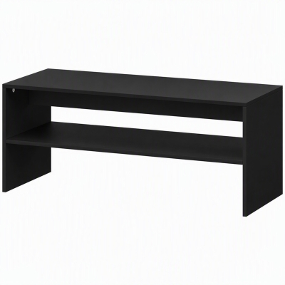 HOMCOM Mesa de Centro Moderna de Madera con 2 Niveles y Balda Abierta 100x40x41,5 cm Negro