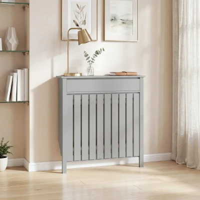HOMCOM Radiator Cover Rustic Wood 93x88.5cm Grey