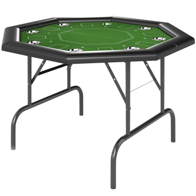 SPORTNOW Folding Poker Table Octagon Green 8 Player